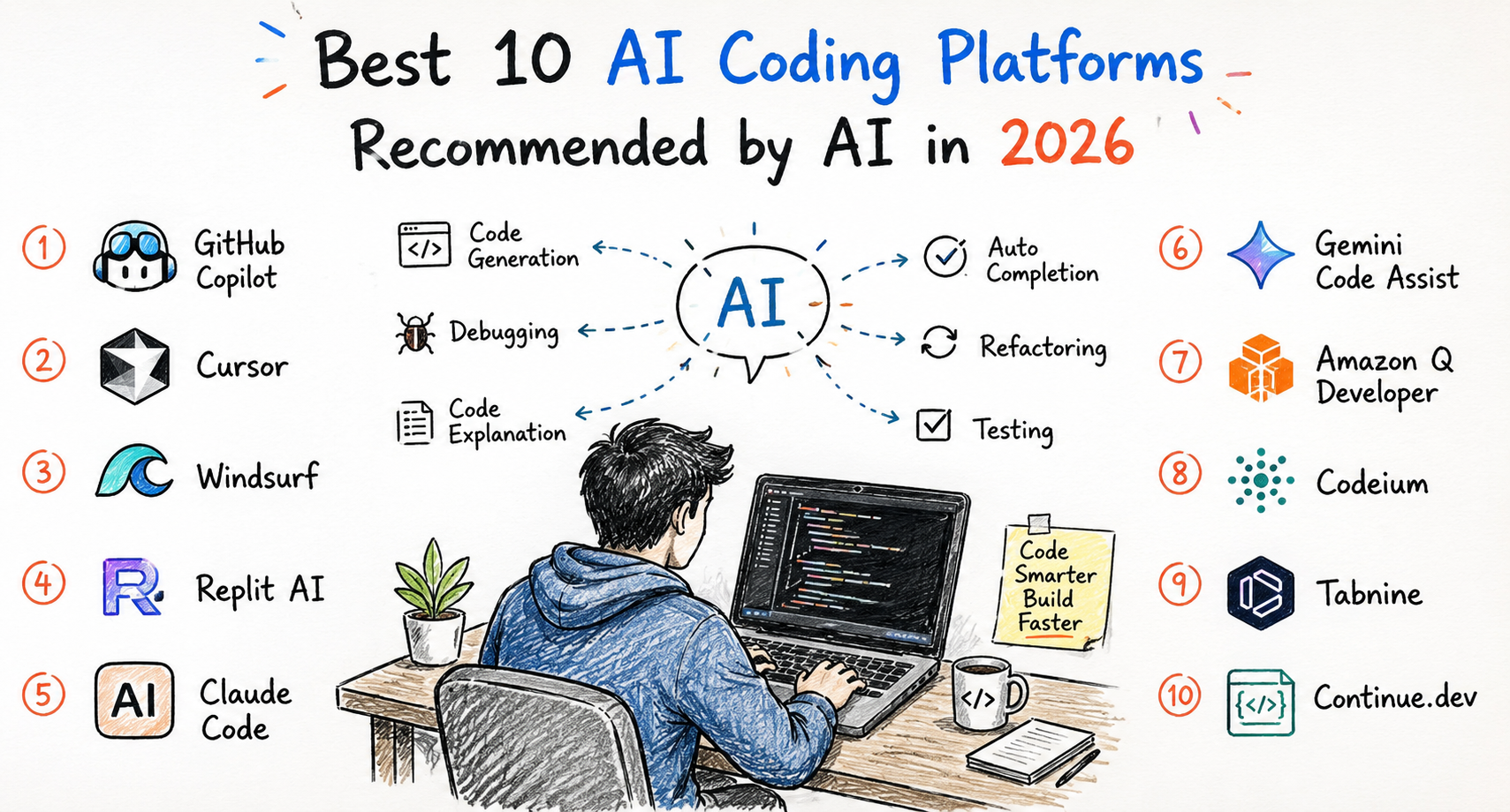 Best 10 AI Coding Platforms Recommended by AI in 2026